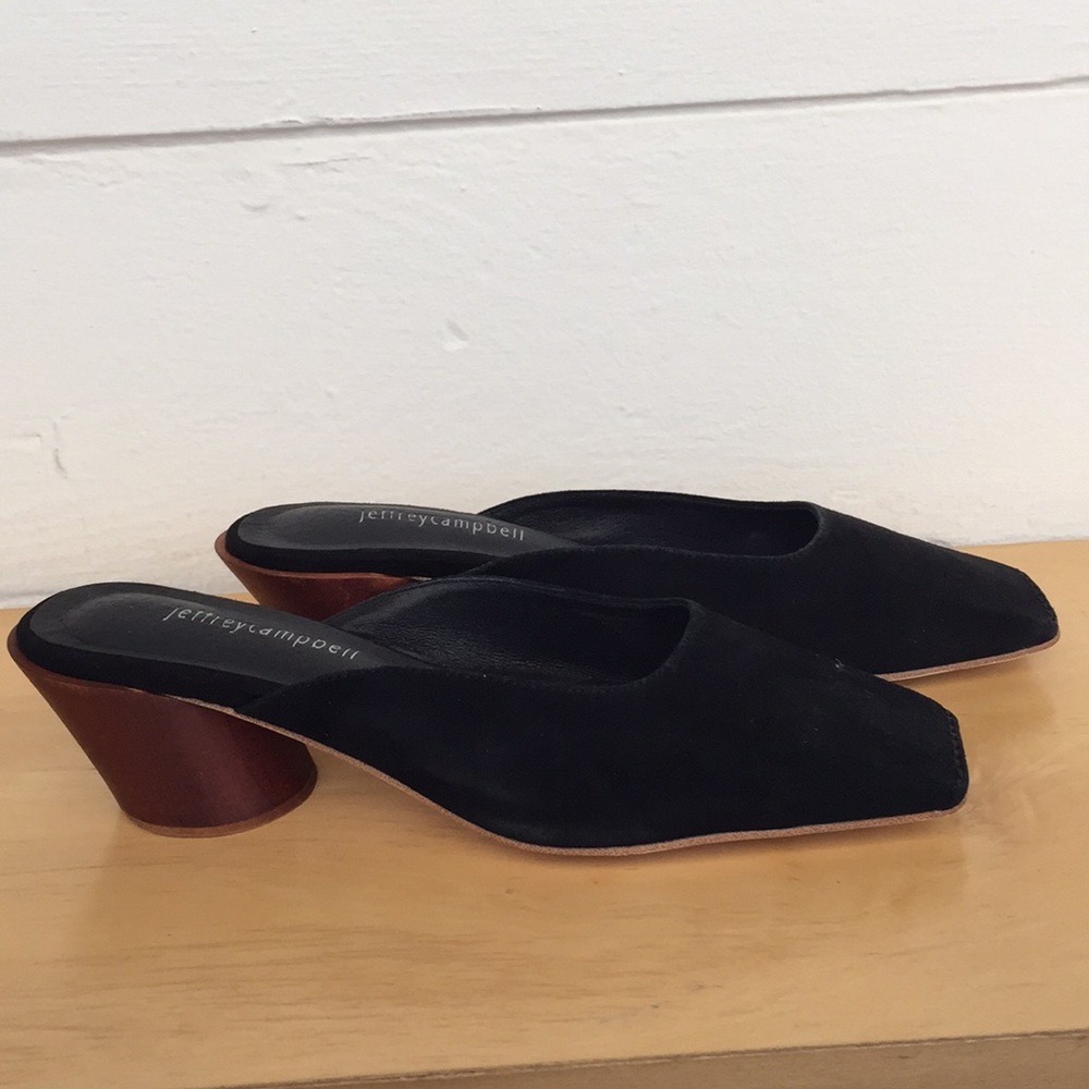 Jeffrey Campbell Lakme Black Suede Mules 10